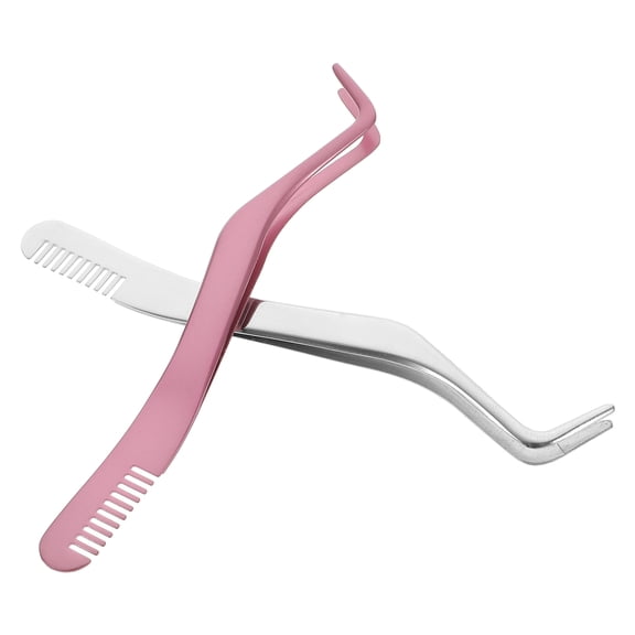 Tineasur Eyelash Tweezers Ergonomic Design Stainless Steel Lash Clamp 2Pcs