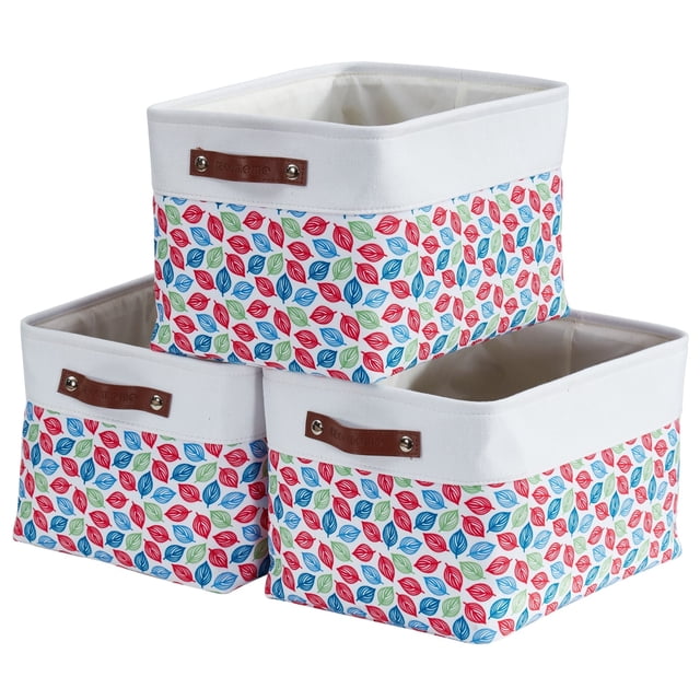 DECOMOMO 3-Packs Large Patterned Design Foldable Storage Bin W/Handles| Great For Organizing Shelf Nursery Home Closet & Office