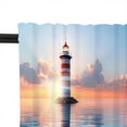 thumbnail image 4 of 1 Panel Sunset Ocean Kitchen Valance Curtains for Windows, Lighthouse Coastal Nautical Window Treatment Rod Pocket Drapes Valances for Bathroom, 54" X 18", 4 of 6