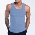 thumbnail image 2 of Wyobmus Mens Racerback Tank Tops Solid Color Workout A-Shirt Tanks Casual Loose Fit Sleeveless Gym Fitness Shirts M-3X Light Blue, 2 of 6