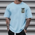 thumbnail image 4 of Yaoyar Men Tshirts Hawaiian Print Graphic Tees Crewneck Solid Color Basic Vacation Casual Beach Holiday T-Shirts, 4 of 5