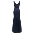thumbnail image 5 of ZAZYULZ Summer Party Dress Womens Sequin Double V Neck Lace Embroidered Bodycon Mermaid Evening Dress for Women Bohemian Dresses for Women 2024 Summer Dresses Womens Summer Dresses(Navy Blue,XXL), 5 of 5