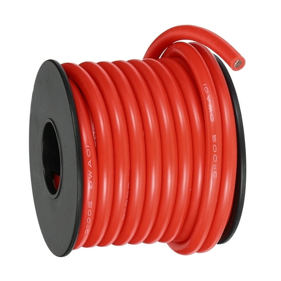 Uxcell 10 AWG Flexible Silicone Wire 6m/20ft Tinned Copper Electrical Wire Red