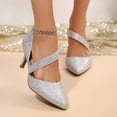 thumbnail image 6 of Pennysue Women's Silver Strappy Short Heels With Pointed Toes Size 9, 6 of 7