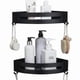 thumbnail image 1 of 2 Pack No Drilling Adhesive Wall Mounted Bathroom Shower Shelf Storage Organizer With 4 Hooks (black), 1 of 5