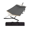 thumbnail image 1 of Gaderth 2 Person Outdoor Hammock With Stand, Portable Double Quilted Hammock With UV Resistant Fabric, Balance Rope And Padded Pillow, 450 lb Capacity For Patio Backyard Garden Beach, 1 of 9