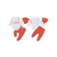 thumbnail image 3 of Aojekbee 3Pcs Baby Halloween Outfits Long Sleeve Romper + Pants + Hat Set Infant Fall Clothes, 3 of 10