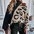 thumbnail image 5 of Womens Casual Leopard Print Off Shoulder Turtle Neck Knit Pullover Loose Fit Long Sleeve Jumper Sweaters Tops Black L, 5 of 10