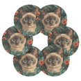 thumbnail image 7 of Yayeee 6 PCS Drink Coasters with Holder Set Woven Absorbent Round Tabletop Hot Pad, Flowers and Cat, 7 of 7