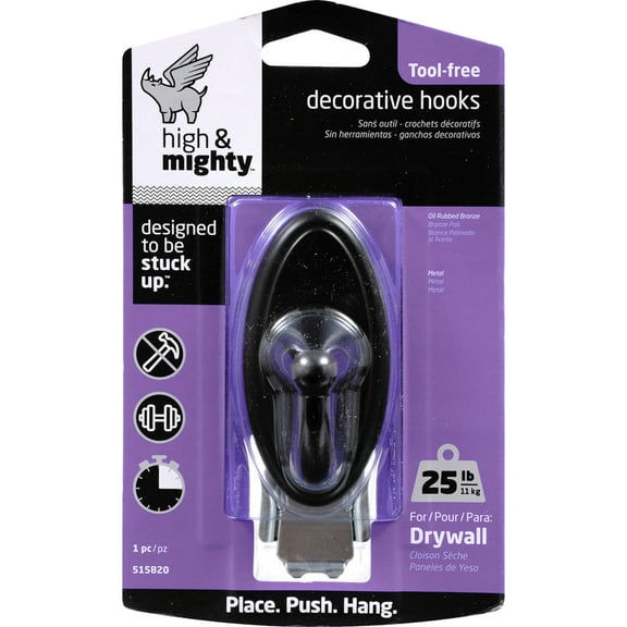 High & Mighty 515820 Hook 3.5" L Oil Rubbed Bronze Metal Oval 25 lb. cap. Oil Rubbed Bronze