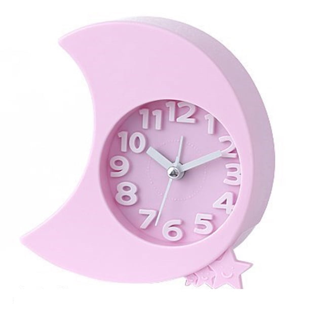 Reloj despertador para niños, bonita mesita de noche con dibujos animados, color rosa