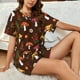 thumbnail image 4 of Fotbe Woodland Mushroom Conjunto de Pijama Estampado para Mujer, 2 Piezas, Ropa de Dormir con Camiseta de Manga Corta y Shorts Suaves-Medium, 4 of 6