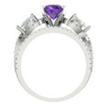 thumbnail image 4 of Clara Pucci 18K White Gold 1.925 Natural Amethyst Engraveable Engagement Ring + Wedding Band Set, 4 of 7