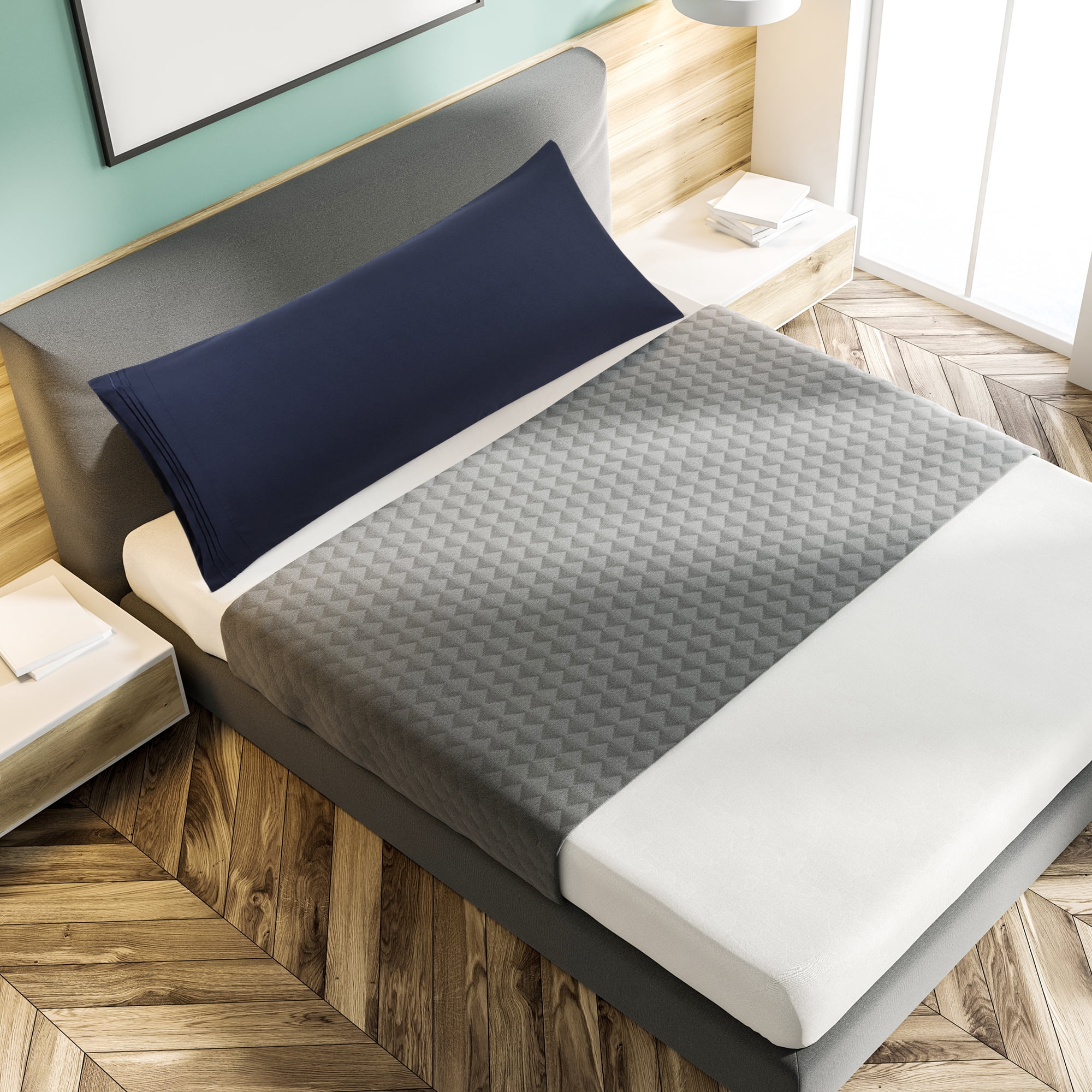 Unique Bargains Polyester Body Pillowcases Soft with Zipper Navy 20"x48"