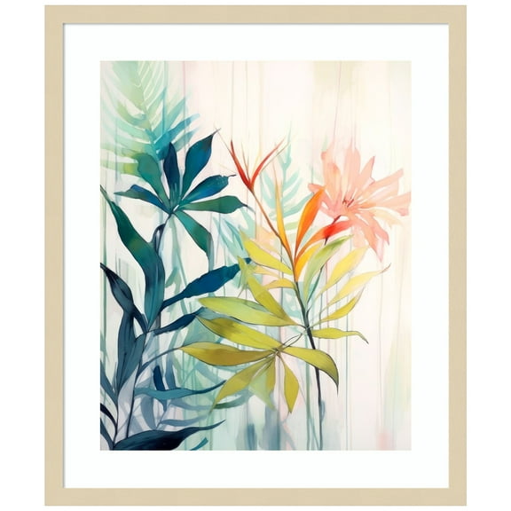 Amanti Art Pink and Yellow Floral Elegance I Wood Framed Wall Art Print