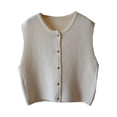 thumbnail image 1 of Bunblic Knit Vest Button Fashion Breathable Retro Design Cardigan for Lady Outdoor Sport White, 1 of 8