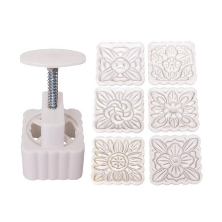 

ZOYONE 150g Mooncake Mold 6pcs Square Flowers Stamps Hand Press Moon Cake Pastry Mould DIY Bakware Mid-autumn Festival