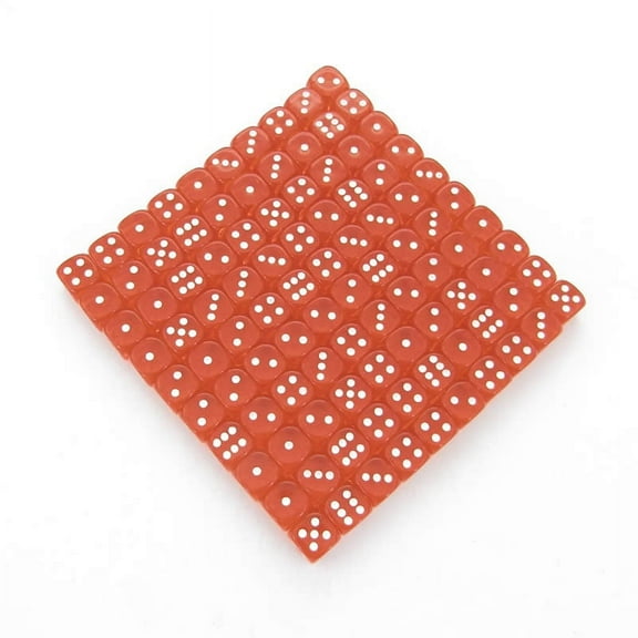 Orange Translucent Dice with White Pips D6 12mm (1/2in) Pack of 100 Wondertrail