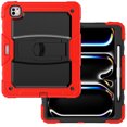 thumbnail image 4 of Case for iPad Pro 13 2024, Military Grade Protective Silicone PC Cover with Screen Protector & Adjustable Kickstand & Shoulder Strap & Pencil Holder & 3-layer Protection, Red+Black, 4 of 8