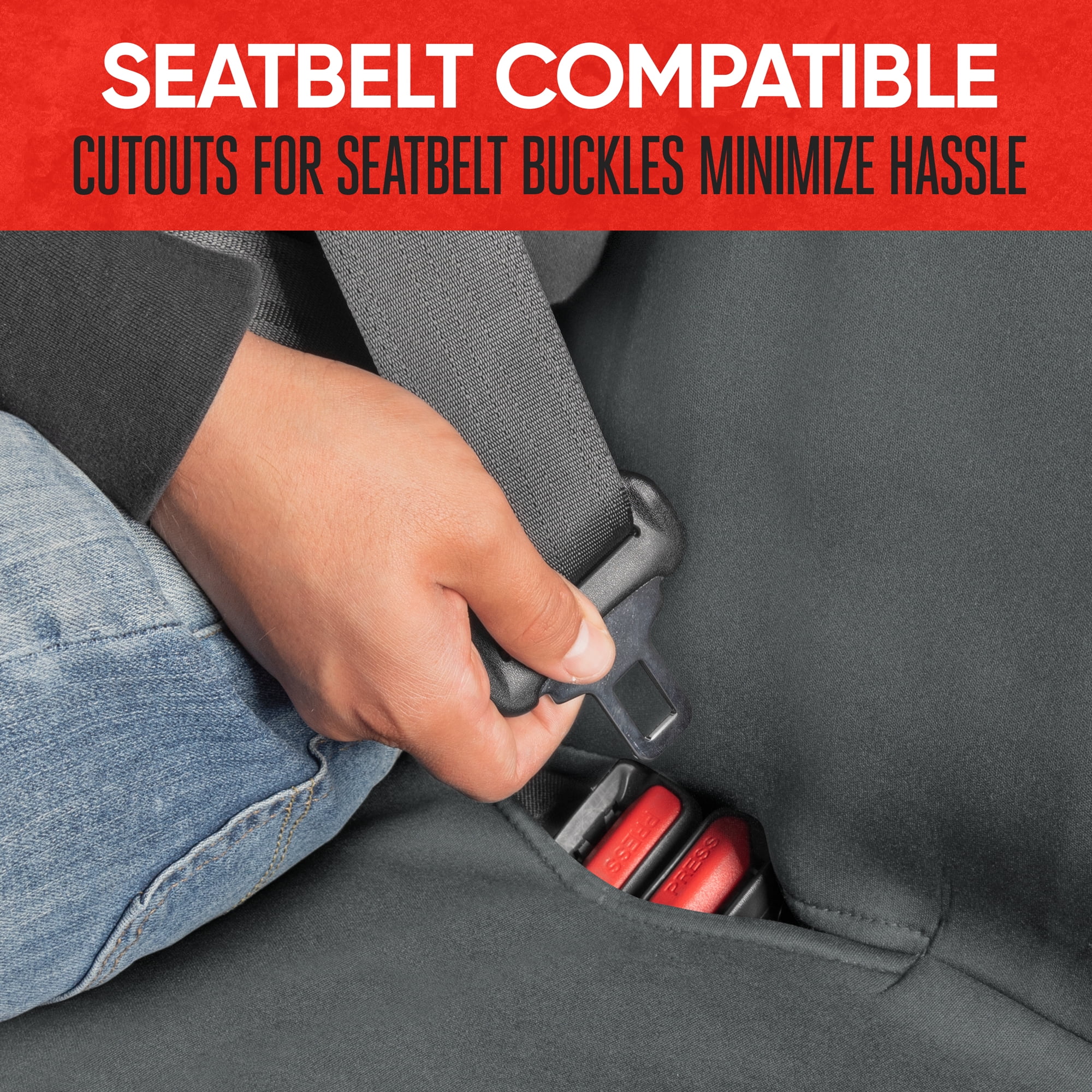Motor Trend AquaShield Waterproof Rear Split Bench Seat Covers for Trucks Rear Seat Cover Only - Gray Car Seat Covers, Back Seat Covers Only - Durable Neoprene Spill Resistant for Kids & Dogs