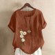 thumbnail image 2 of Camiseta suelta informal de verano con cuello redondo y manga corta con estampado de flores para mujer OAVQHLG3B Store  lin121212, 2 of 4
