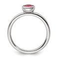 thumbnail image 5 of Auriga Fine Jewelry 925 Sterling Silver Low 5mm Round Pink Tourmaline Ring for Women Size- 6, 5 of 6