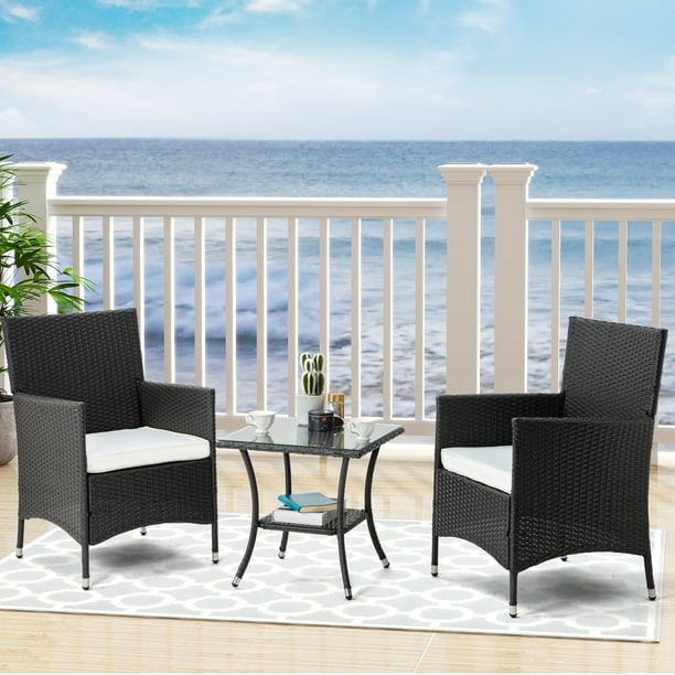 Patio Chairs And Table Set Of 3 Wicker With 2 Armchairs Side Small Outdoor Furniture Rattan Conversation For Backyard Deck Poolside Garden Ja3104 Com Patio Rattan Conversation Set, Small Outdoor Patio Furniture