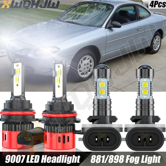 For Ford Escort 1998-2000 4Pcs 9007/9004 Car LED Headlight   881 Fog Light Bulbs Kit 6000K