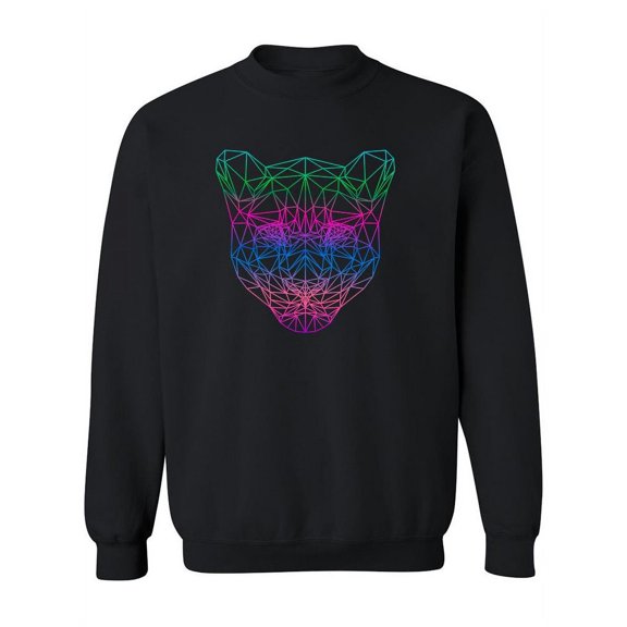 Polygonal Bright Panther Head Sweatshirt Women - Women Sweatshirt, Black, Medium