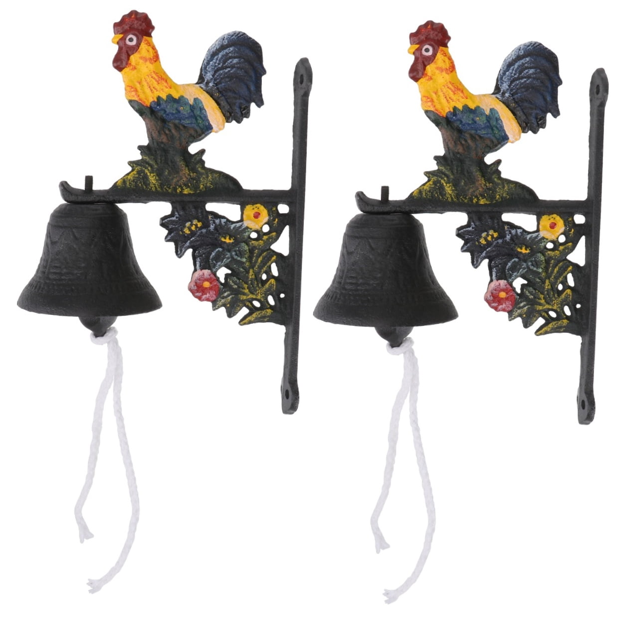 HOMEMAXS 2pcs Vintage Doorbell Antique Iron Wall Bell Wall Mounted Hand Cranking Door Bell
