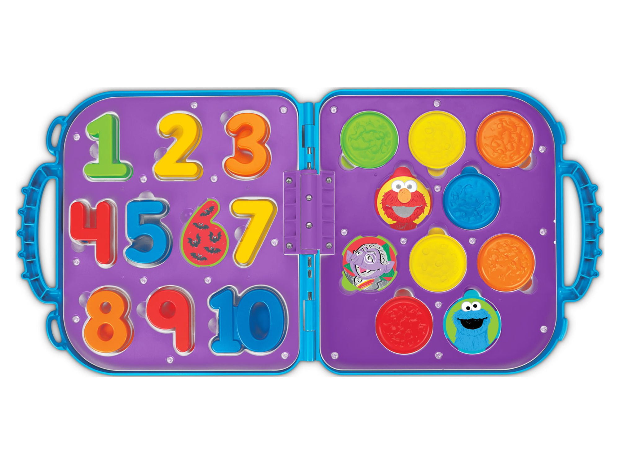  Customer reviews: Playskool Sesame Street Cookie Monster's  On the Go Numbers Includes fold up carry case and 20 play pieces (10  cookies and 10 numbers).