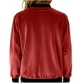 thumbnail image 5 of ClodeEU Women's Corduroy Bomber Jacket With Pockets, Lightweight Casual Long Sleeve Zipper Top Jacket Red,Womens Plus XXL, 5 of 5