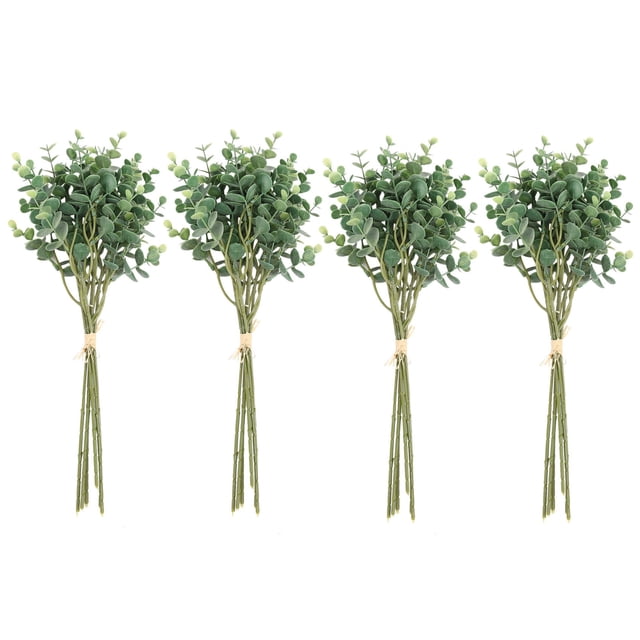 24 Unids Eucalipto Plástico Artificial Hojas Manojo Verde