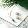thumbnail image 4 of Gem Stone King 6.95 Ct Swiss Blue Topaz E-F Lab Grown Diamond 18K Rose Gold Plated Silver Pendant and Earrings Jewelry Set, 4 of 4
