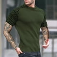 thumbnail image 2 of MIUOWANP Men's Fashionable Vintage Shirts Men's Fitness Suit Round Neck Pullover Color Blocked Top Short Sleeved Top Short Sleeved Round Neck Top/shirt Set, 2 of 5