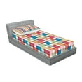 thumbnail image 2 of Ambesonne Geometric Fitted Sheet & Pillow Sham Set, Wall or Floor Squares, Twin, Multicolor, 2 of 2