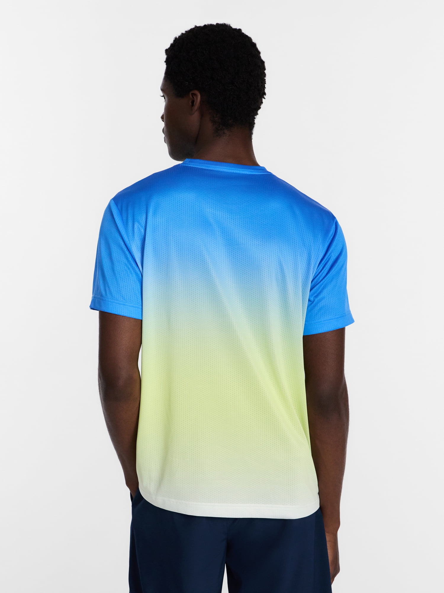 Athletic Works Men's and Big Men's Active Ombre Perforated Mesh Performance Tee Shirt, Sizes XS-5XL