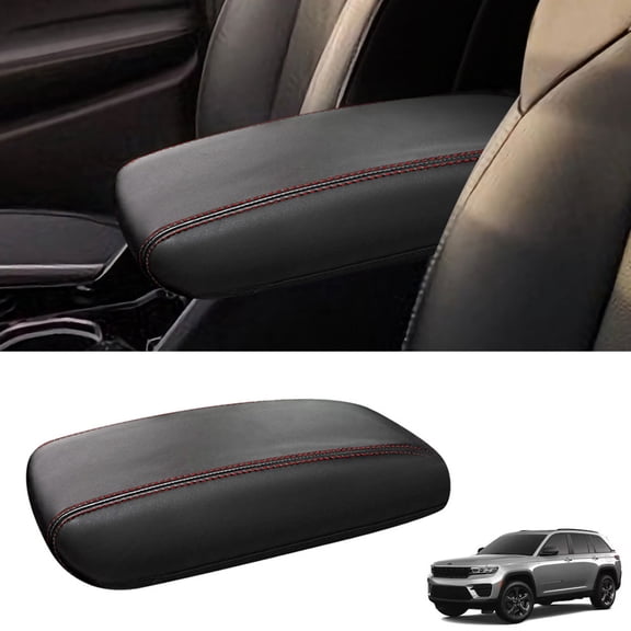 JJMY Center Console Lid Leather Armrest Cover Pad For Jeep Grand Cherokee 2021-2023