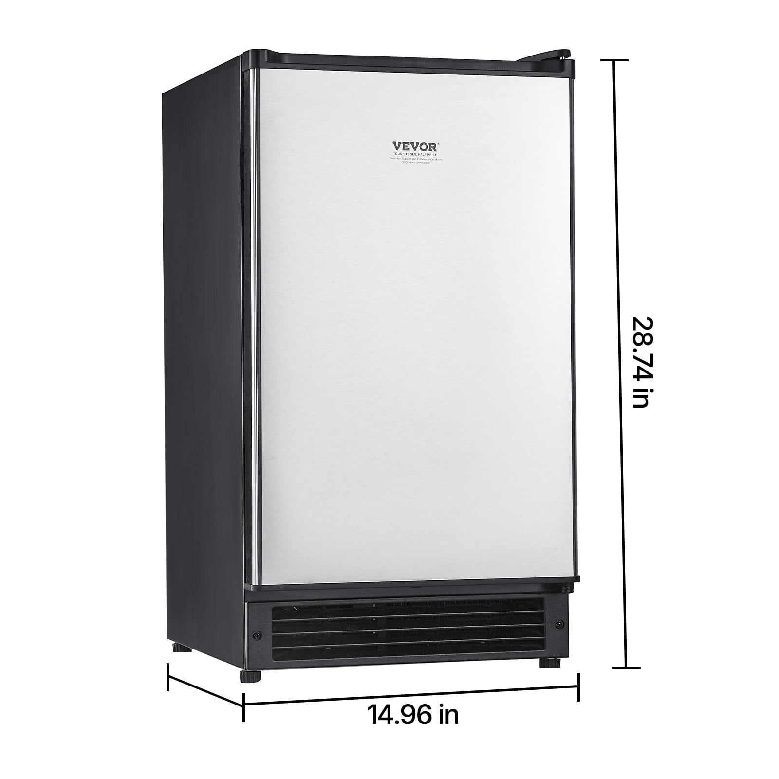 VEVOR Undercounter Built-in Ice Maker, 25 Lbs/Day Under Counter Ice Maker Machine with Reversible Door Stainless Steel, Freestanding Ice Maker for Commercial Home Kitchen, No Drain Required