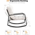 thumbnail image 4 of Outdoor Rocking Chair, Metal Patio Rocking Chair, Indoor Rocking Chair with Cushion, Papasan Rocking Lounge Chair, Comfy Modern Rocker Chair for Porch, Living Room, Garden, Backyard, Off-White, 4 of 9