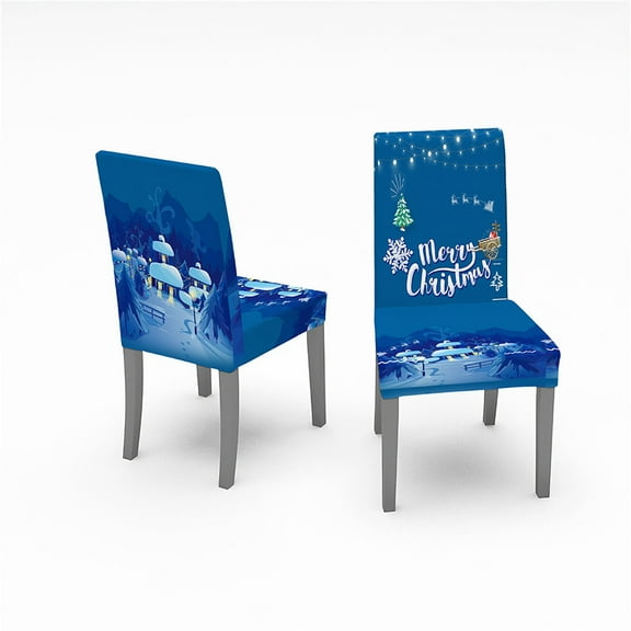 SDJMa Christmas Chair Covers for Dining Room Santa Printed Chair Slipcovers Christmas Decorations