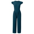 thumbnail image 4 of TrendOFT Womens Jumpsuits Dressy Summer Casual Knit Ruffle Cap Sleeve Solid Sleevelss Crew Neck Rib Womens Rompers One Piece Overalls Navy M, 4 of 5
