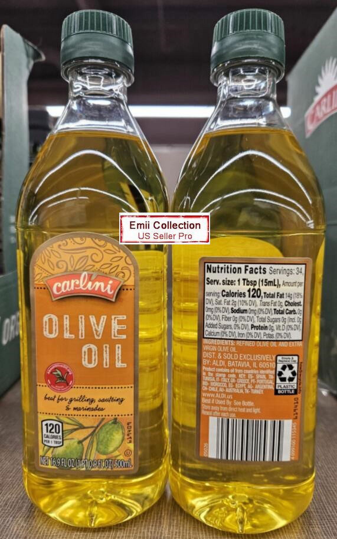 Carlini Olive Oil 16.9fl oz 500ml (2 Bottles)