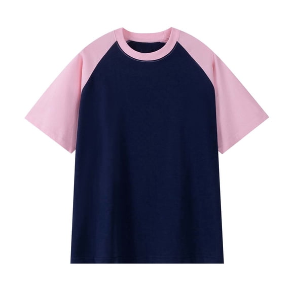 Womens Baseball Tee Summer Color Block Raglan Short Sleeve Casual Crew Neck Tops Plus Size Graphic T Shirts