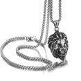 thumbnail image 2 of EOEMY Punk Lion Head Pendant Necklace For Men Gothic Jewelry Stainless Steel Chain 24"-Silver, 2 of 5