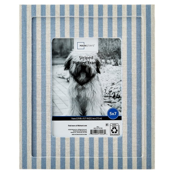 Mainstays 5 x 7 Blue and White Striped Upholstered Fabric Picture Frame