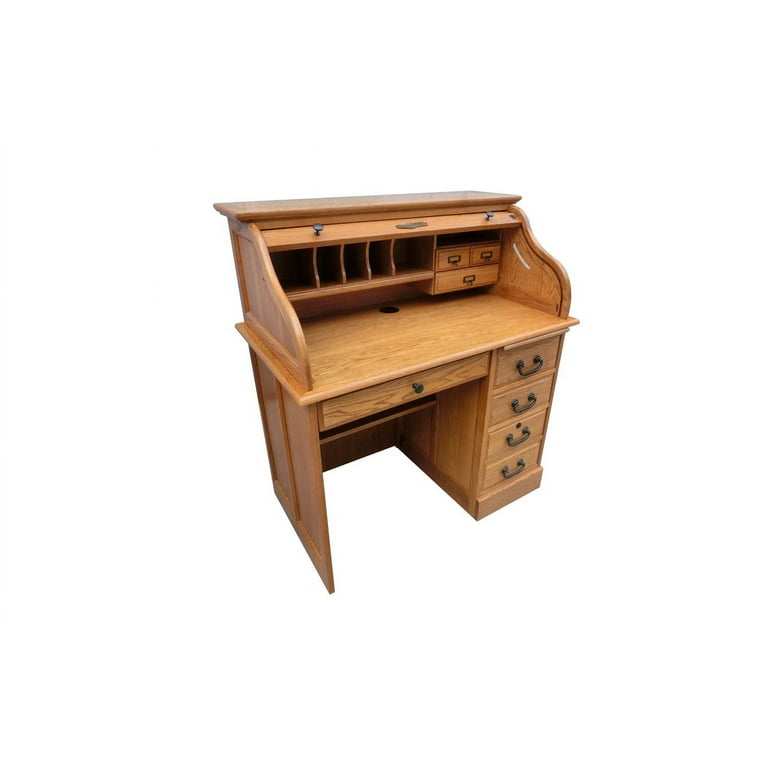 Homeroots 356128 40.5 x 24 x 45 in. Hardwood Student Roll Top Desk Harvest Oak