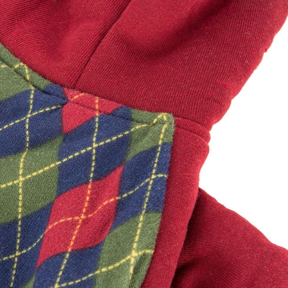 CUECUEPET Hoodie Cotton Gender Neutral Jacket for Small to Medium Sized Dogs (Red / Green Plaid) [Multiple Sizes Available]
