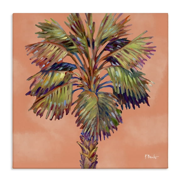 Stupell Industries Bondi Beach Palm Plants & Flowers Painting Wrapped Canvas Art Print Wall Art, 17 x 17