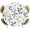 Navy Blue Green, variant on Elastic Fitted Round Tablecloth, Grey Brown Botanical Waterproof Stretch Table Cover for 55"-60" Tables, Watercolor Spring Floral Summer Leaf Washable Outdoor Tablecloths for Patio, Picnic, Camping